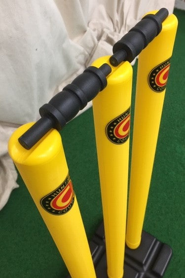 Hunts County Flik Cricket Stumps & Base Set (Yellow)