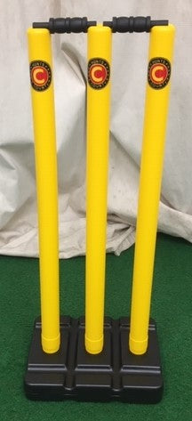 Hunts County Flik Cricket Stumps & Base Set (Yellow)