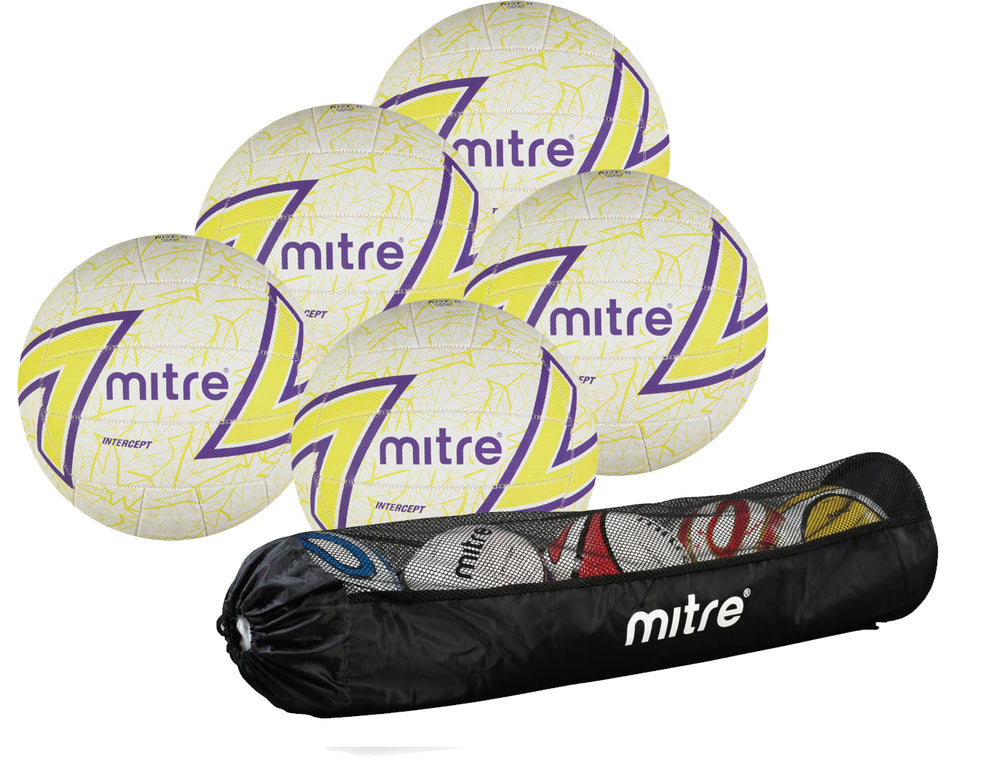 Mitre Intercept Match Netball 5 Pack with Ball Tube