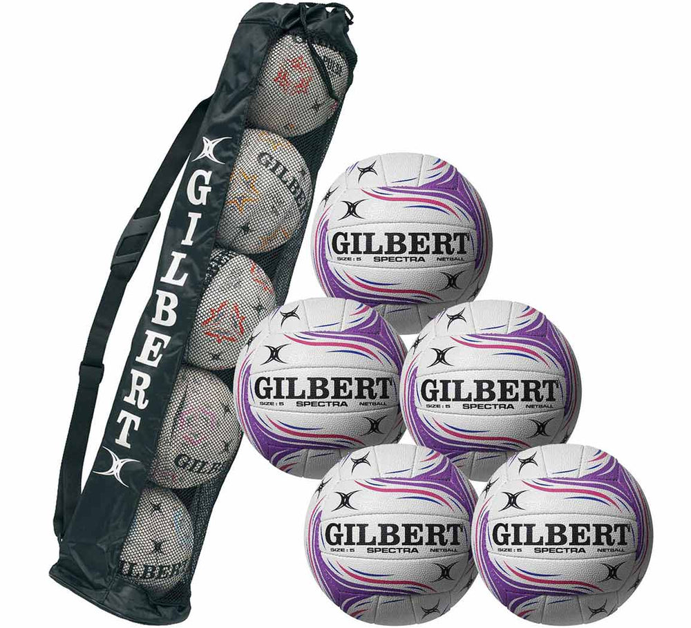 Gilbert Spectra Match Netball 5 Ball Pack with Ball Tube