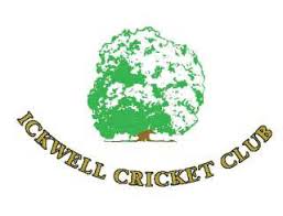 Logo of Ickwell Cricket Club featuring a large green tree in the center with the club name ICKWELL CRICKET CLUB curved below it in gold letters.