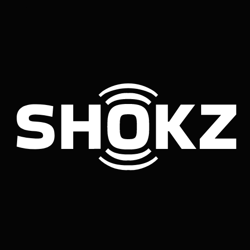 White SHOKZ text on a black background, with curved lines above and below the letter O resembling sound waves.