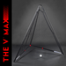 Against a dark backdrop, The V Max by The V—a black, triangular portable cricket net with a suspended ball—is displayed. Bold red text reading THE V MAX with chevrons appears on the left.