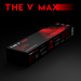 Rectangular black box labeled "The V Max" by The V with bold red graphics, containing a heating mat and cricket training gear. The striking red "THE V MAX" logo stands out, ideal for fans of the V Max cricket ball.