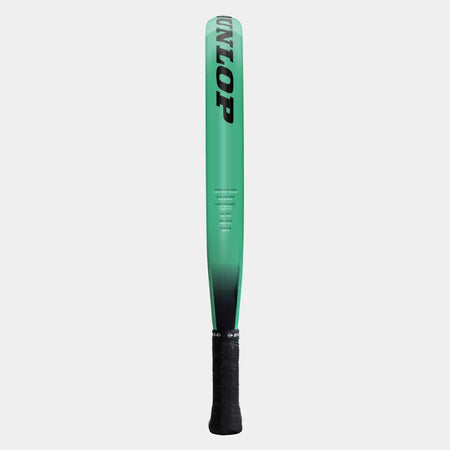A green baseball bat with a black handle and UNSTOP printed vertically in bold black letters on the barrel, inspired by the vibrant Dunlop Megamax Green Padel Racket by Dunlop. The background is plain white.