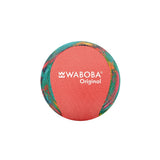 A red and multicolored Waboba Original Water Bouncing Ball is displayed against a white background, with "Waboba" and "Original" printed in white—ideal as a fun beach toy.