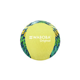 The Waboba Original Water Bouncing Ball by Waboba features yellow and green zigzag patterns with "WABOBA Original" in white—an ideal beach toy for fun by the water.
