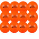 Twelve orange Kookaburra Dimple Saturn Hockey Balls (12 Pack) by Kookaburra are arranged in three rows, each with a dimpled surface and a rectangular "Kookaburra Saturn" label on the front.