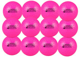 Twelve pink Kookaburra Dimple Saturn Hockey Balls (12 Pack) are arranged in a 3x4 grid, each branded with the Kookaburra logo—perfect as vibrant practice balls for training sessions.
