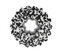 The Urban Fitness Foam Massage Roller by Urban Fitness features a circular, gear-shaped design with a wavy-edged center and a white surface patterned with black spots—perfect for muscle recovery and deep tissue relief.