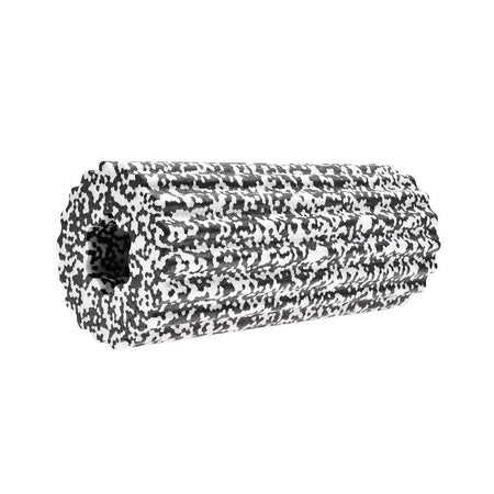 The Urban Fitness Foam Massage Roller by Urban Fitness features a black and white speckled, ridged high-density foam design with a hollow center, ideal for deep tissue relief, muscle massage, and effective recovery.