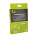 A green and black box labeled Urban Fitness Resistance Band 1.5m by Urban Fitness, featuring usage details and illustrations of various strength training exercises on the lower section of the packaging.