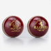 Two Readers Special County Imperial Crown cricket balls in brown leather with gold embossed logos, white stitching, and a glossy finish—ideal for Premier League cricket—are shown against a white background.