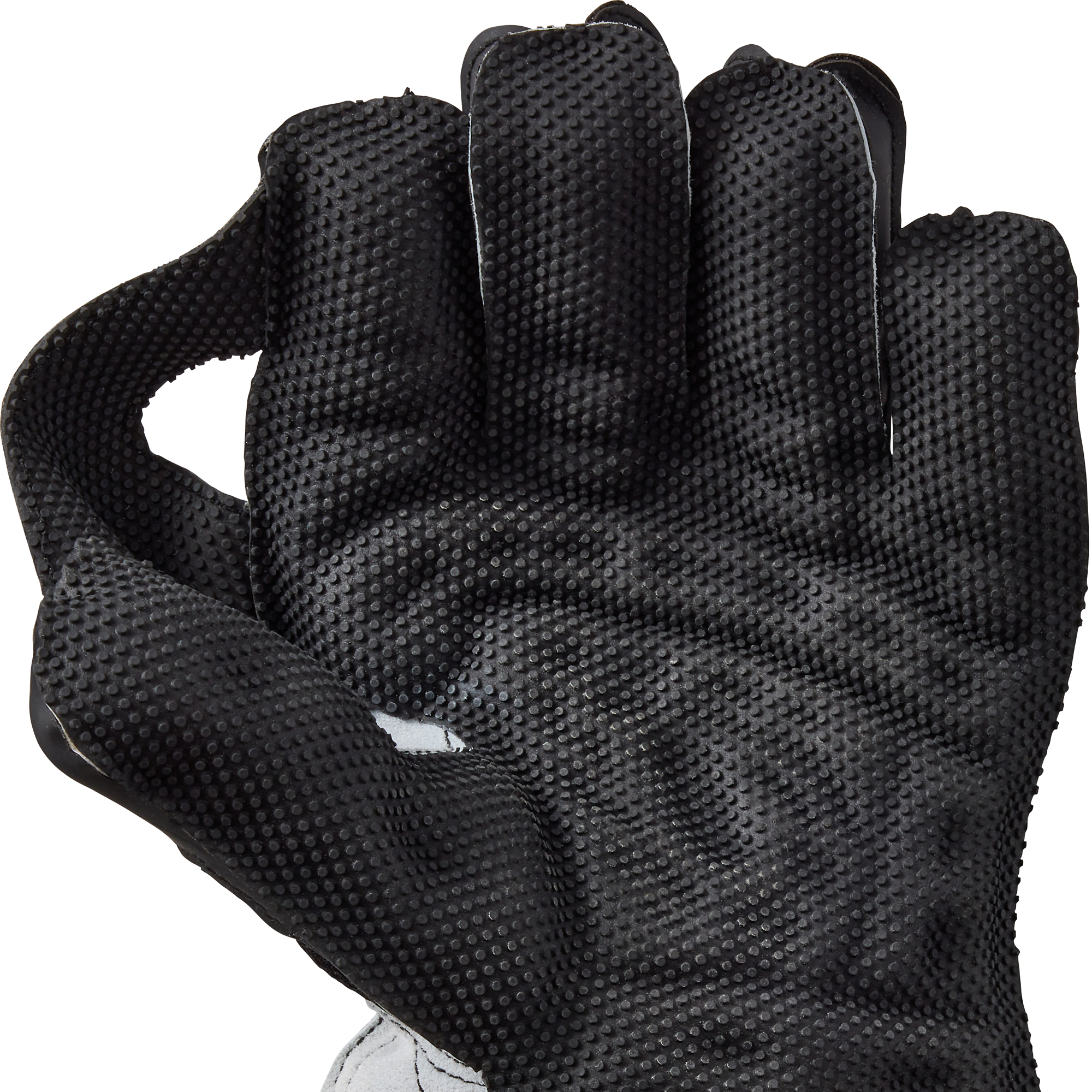 A hand wears Gunn & Moore Rival 909 Wicket Keeping Gloves 2026 with a padded cuff, fingers curled and thumb touching the index finger, forming an OK gesture to show the superior grip of these Gunn & Moore gloves.