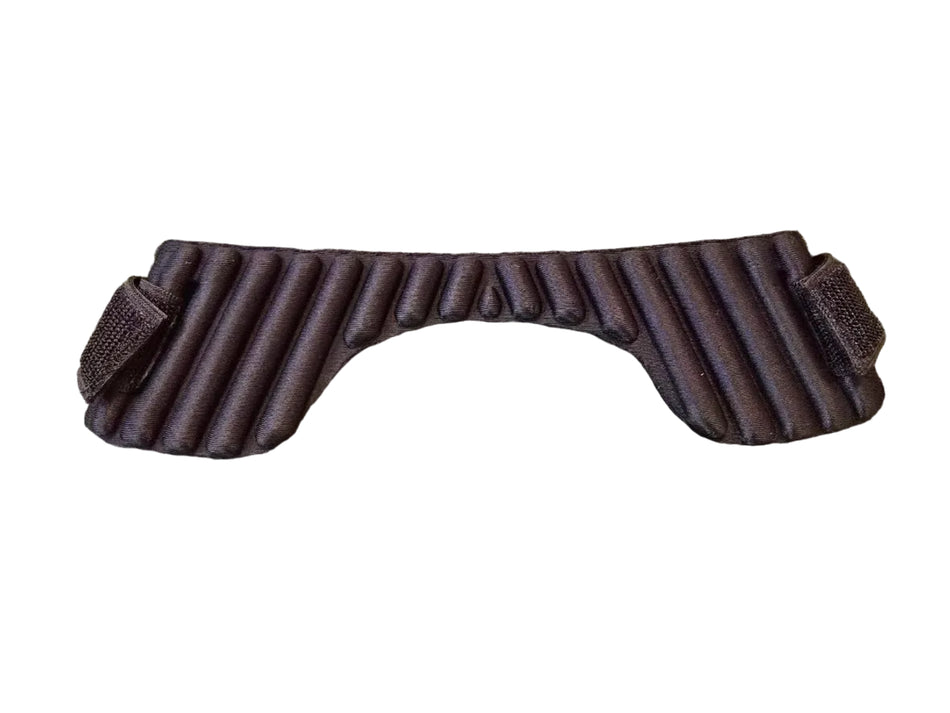 A black, padded eye mask with contoured ridges and dual Velcro straps for comfort and light-blocking—perfect alongside your Hunts County Xero Neck Guard accessory.