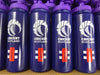 Rows of purple Martin Berrill Sports Customised Branded Water Bottles display a white thistle graphic, your Club or School logo, and red labels boldly stating DRINK ENOUGH in white text.