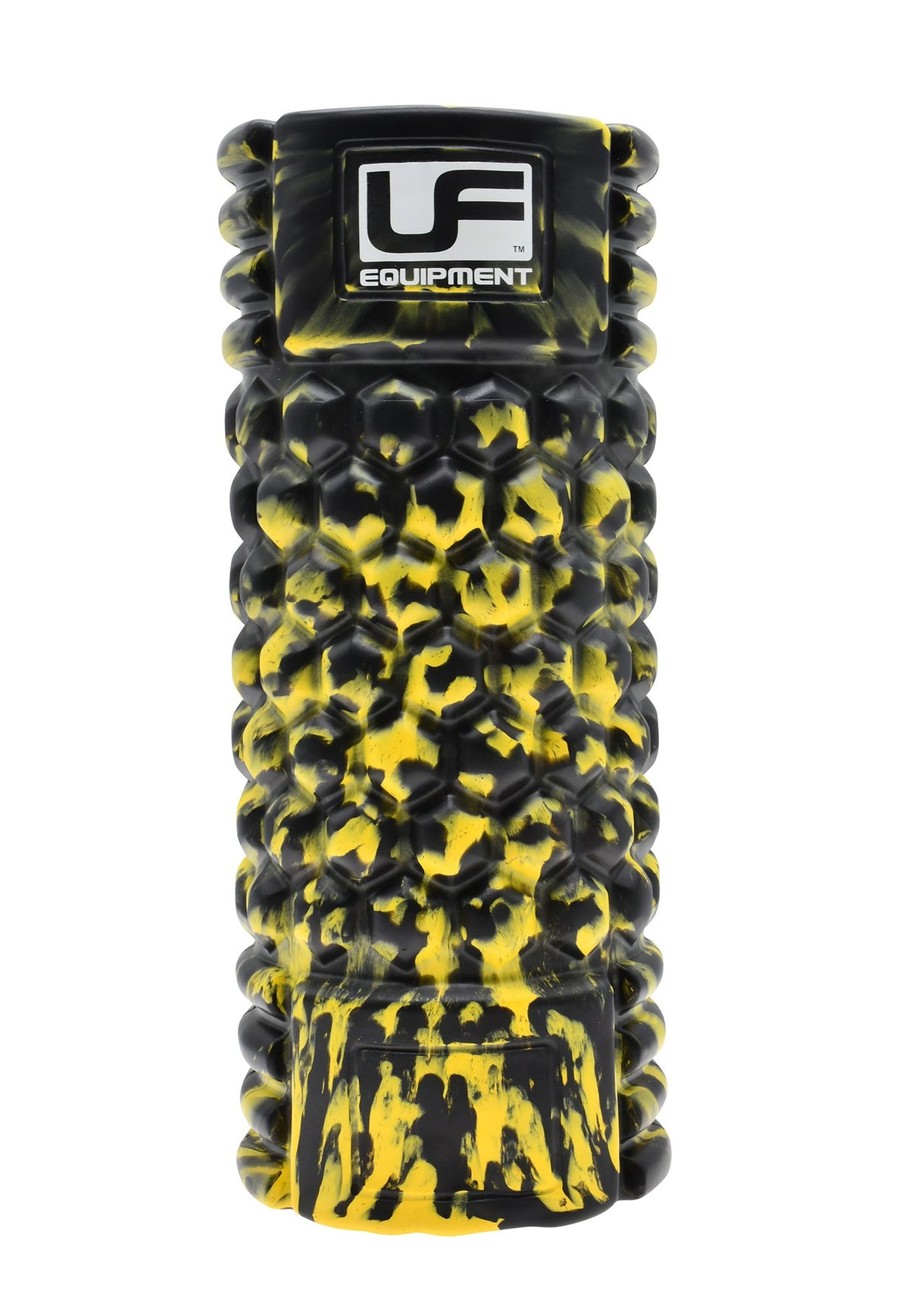 The Urban Fitness Massage Roller 33 x 14cm features a black and yellow textured design with the Urban Fitness logo, ideal for muscle recovery, core stability, and effective physical therapy.