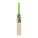The Kookaburra Kahuna Pro 1.1 Players Select Cricket Bat 2026, made from English Willow, features a green handle, black penguin logo, and bold green and silver accents, standing upright against a white background.