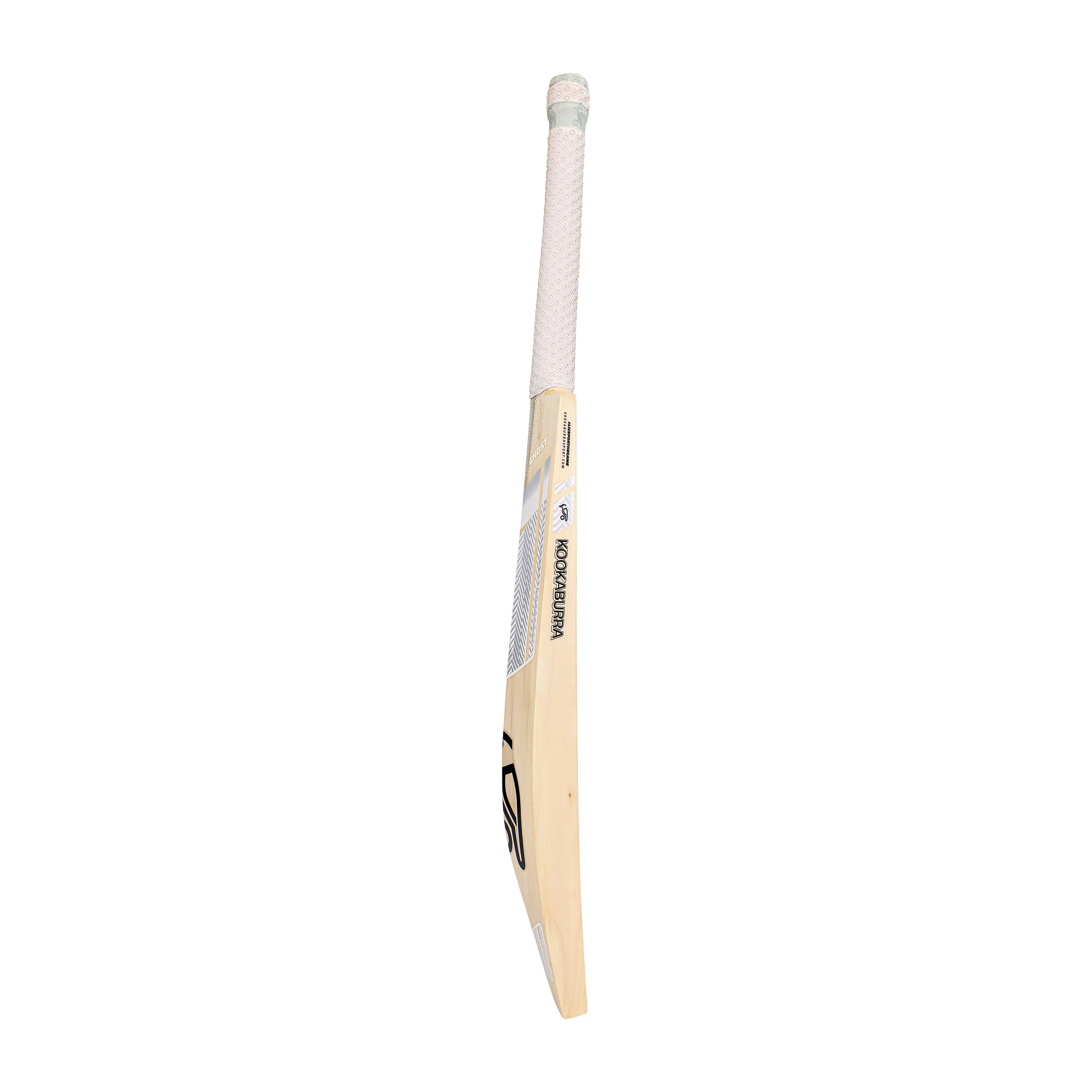 The Kookaburra Ghost Marnus Labuschagne Pro Players Replica Cricket Bat 2026, a light-colored English Willow bat with a white handle grip, is shown upright at an angle on a plain white background.