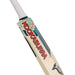 A close-up of the Kookaburra Nickel Pro Players Edition Cricket Bat 2026 highlights the bold red Kookaburra branding, intricate blade patterns, and a white textured grip on the handle.