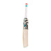 The Kookaburra Nickel 6.4 Ultimate Cricket Bat 2026, crafted from premium English Willow with a white grip and red end cap, features Pro Shield face and blue, black, and teal graphics; it stands upright against a plain white background.