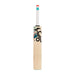 The Kookaburra Nickel 6.3 Select Junior Cricket Bat 2026 stands upright on a plain white background, featuring a stylish black and teal design with a white handle and red grip.