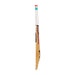 The Kookaburra Nickel 6.3 Select Junior Cricket Bat 2026 stands upright on its edge, showcasing a white grip and vibrant red, green, and black branding on the front. Crafted from quality English willow by Kookaburra, it is displayed against a plain white background.