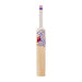 The Kookaburra Glare 4.1 Hero Junior Cricket Bat 2026 features a patterned white handle, vibrant purple, red, and yellow design with a stylized bird on the blade, and is crafted from premium English willow.
