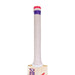 Close-up of the Kookaburra Glare 6.1 Special Cricket Bat 2026 handle, wrapped in a textured white grip with a purple band near the top and a pink cap at the end.