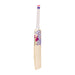 The Kookaburra Glare 6.1 Special Cricket Bat 2026, made from English Willow, features a white handle with purple and pink accents and branded blade stickers, shown standing upright against a white background.