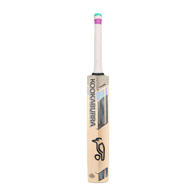 The Kookaburra Prism Pro 2.1 Elite Cricket Bat 2026 is an all-round English Willow cricket bat with a white grip, colorful tape at the top, and the iconic Kookaburra logo—designed for top performance.