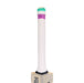 The image displays the handle of the Kookaburra Prism 4.1 Hero Cricket Bat 2026, wrapped with a textured white grip, accented by a purple band near the top and a green cap. Part of the branded bat blade is also visible.