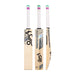Three Kookaburra Prism 6.1 Special Cricket Bat 2026 models stand upright, showcasing front, back, and side views. Each bat has a white grip and unique black and blue Kookaburra branding on premium English Willow.