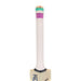 A close-up of the Kookaburra Prism 6.5 Force Cricket Bat 2026 handle by Kookaburra, featuring a white textured grip with green and purple bands near the top, set against a plain white background.