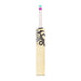 The Kookaburra Prism 6.5 Force Junior Cricket Bat 2026 by Kookaburra features a lightweight English Willow blade, a white handle wrapped in purple, green, and blue tape, and a black penguin graphic on the front against a plain white background.