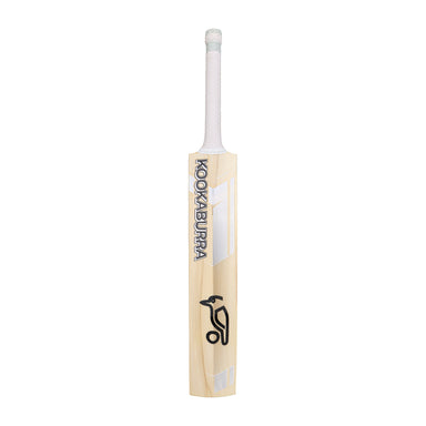 The Kookaburra Ghost 7.1 Cricket Bat 2026 features a white handle, the black Kookaburra logo and name on the front, and an Armourtec face for enhanced durability as an alternative willow bat.
