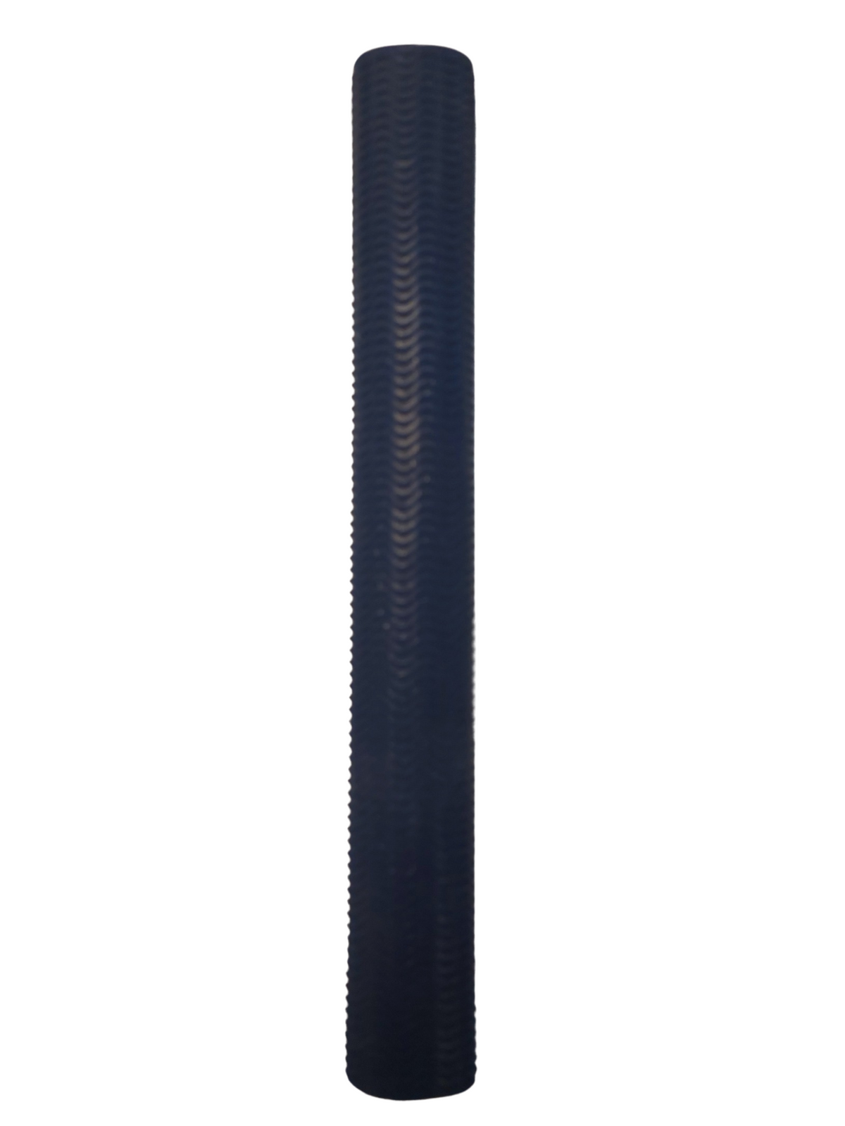 The Hunts County Wave Rubber Bat Grip, featuring a tall, cylindrical design with a textured dark blue surface, stands upright against a white background.