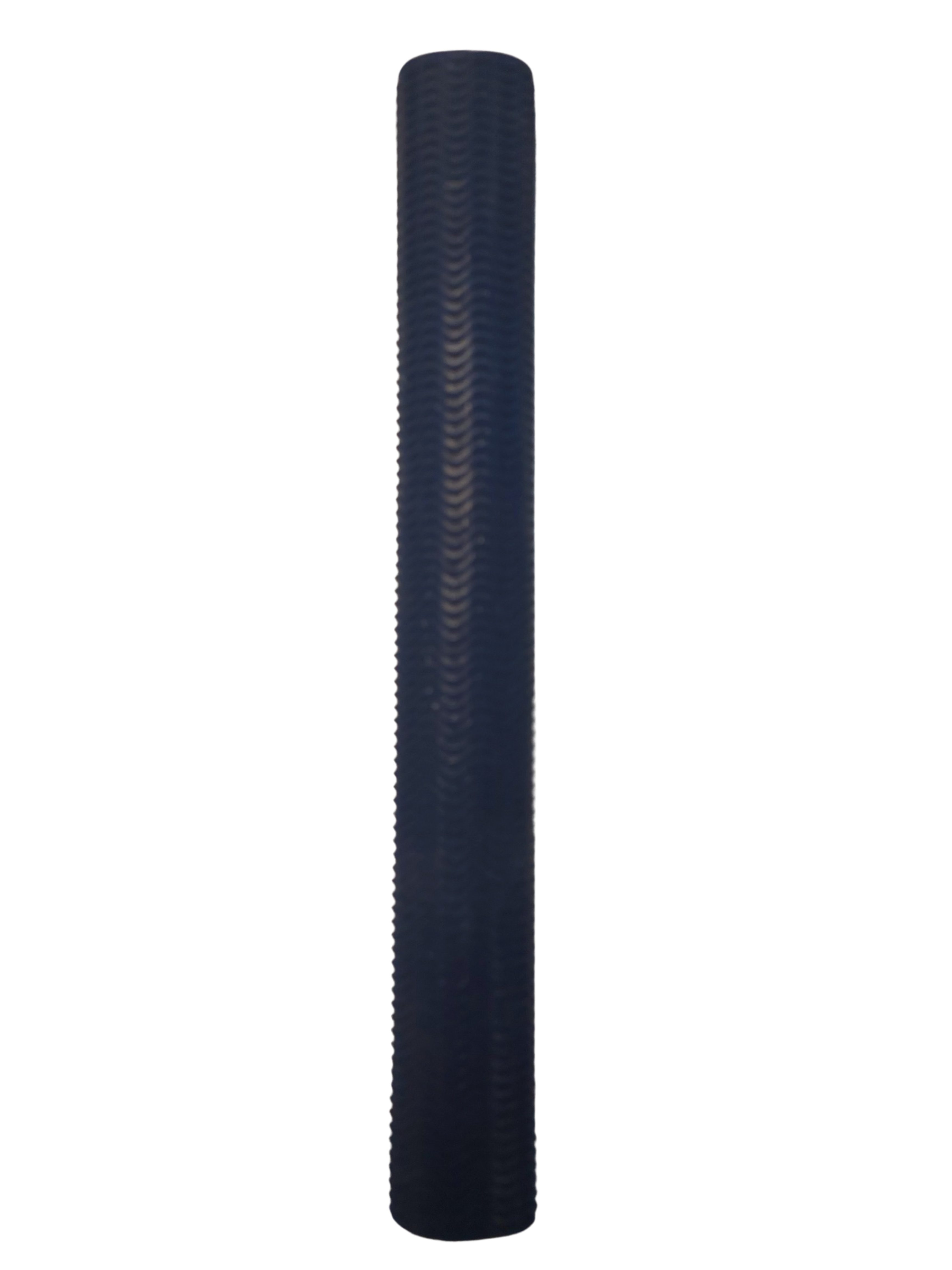 The Hunts County Wave Rubber Bat Grip, featuring a tall, cylindrical design with a textured dark blue surface, stands upright against a white background.