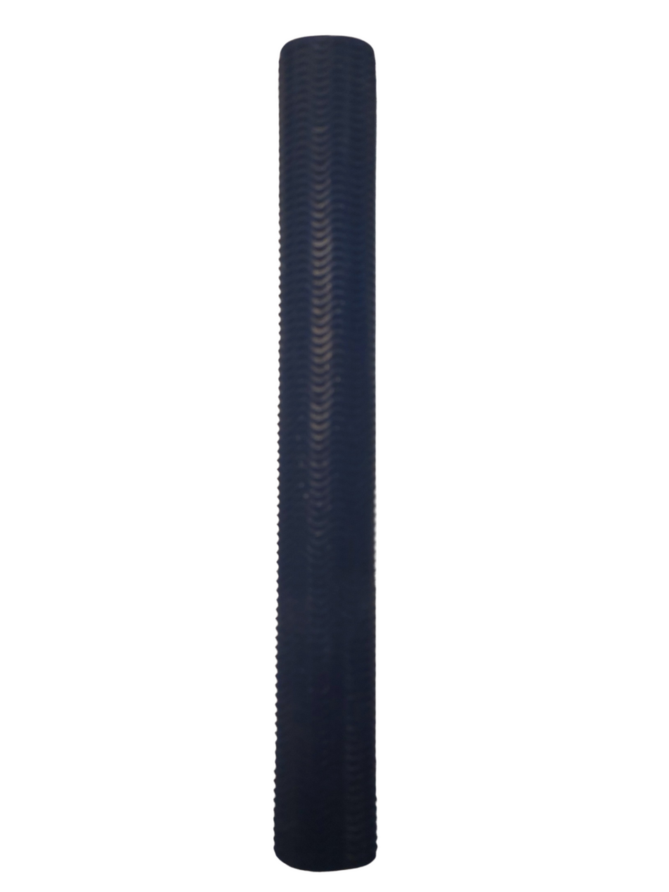 The Hunts County Wave Rubber Bat Grip, featuring a tall, cylindrical design with a textured dark blue surface, stands upright against a white background.