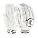 The Kookaburra Ghost 2.1 Batting Gloves 2026, shown front and back, feature black trim, a penguin logo on the wrist strap, and textured padding for protection on fingers and back of hand.
