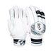 The Kookaburra Prism 6.1 Batting Gloves 2026 feature black and light blue accents, textured palm, padded fingers, and the Kookaburra logo on the wrist strap and back. These entry-level cricket gloves are shown both palm up and down.