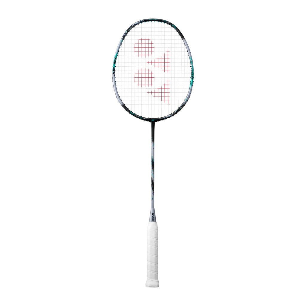 The Yonex Astrox 88S Play Badminton Racket, designed for beginner and intermediate players, features a white grip, black and turquoise frame, and red logo on the strings, shown against a plain white background.