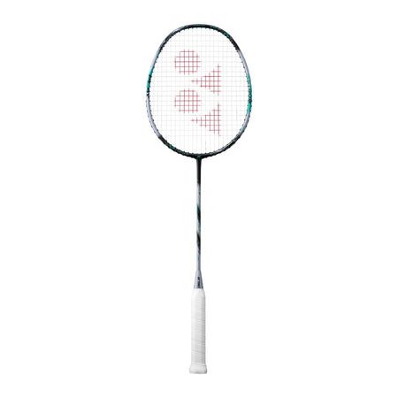 The Yonex Astrox 88S Play Badminton Racket, designed for beginner and intermediate players, features a white grip, black and turquoise frame, and red logo on the strings, shown against a plain white background.