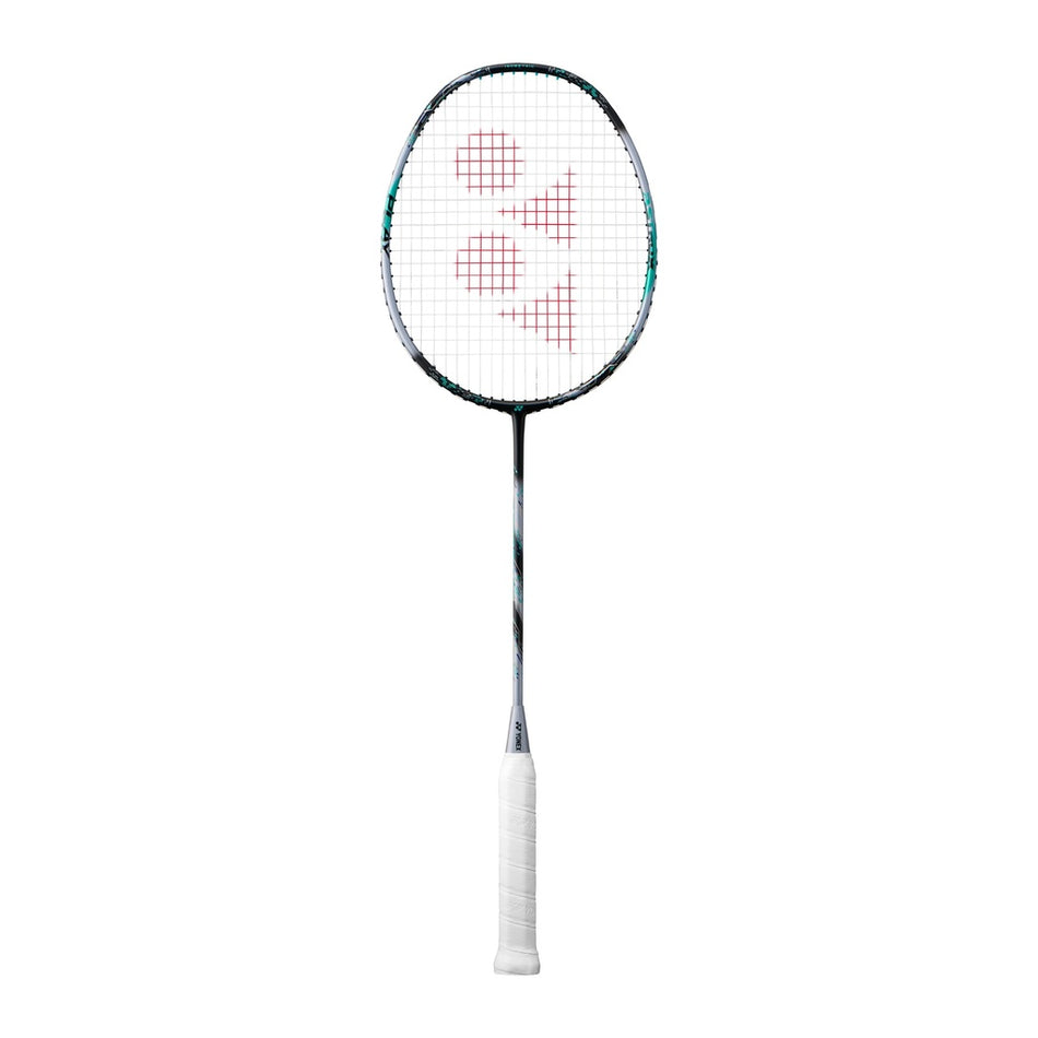 The Yonex Astrox 88S Play Badminton Racket, designed for beginner and intermediate players, features a white grip, black and turquoise frame, and red logo on the strings, shown against a plain white background.