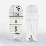 The Kookaburra Ghost 4.1 Batting Pads 2026 from Kookaburra are shown with front and back views, highlighting padded straps and the brand’s logo—excellent protective cricket pads for club players.