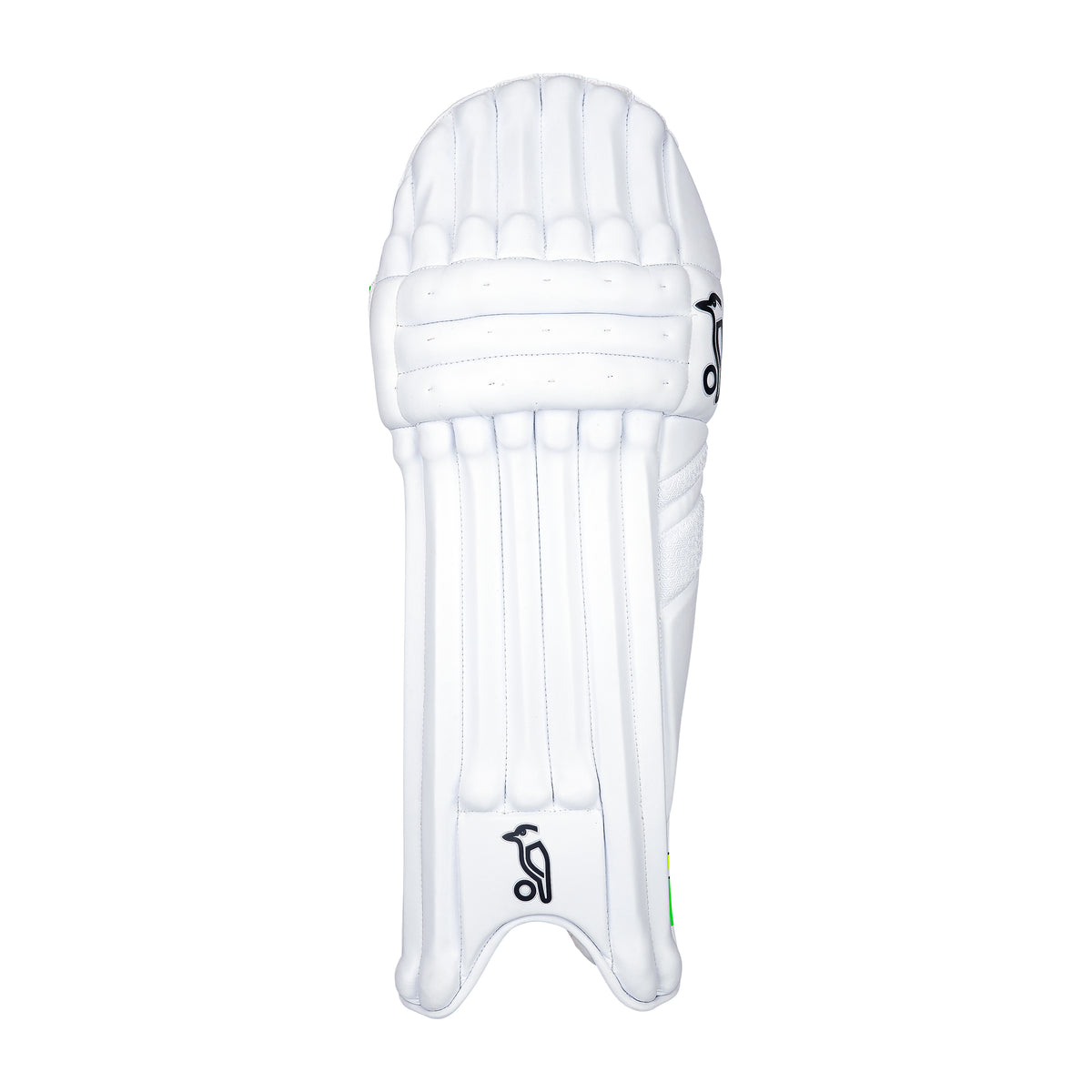 The Kookaburra Kahuna 3.1 Batting Pads 2026, in white with vertical padding and a small black Kookaburra logo, provide Grade 3 protection and are pictured on a plain white background.