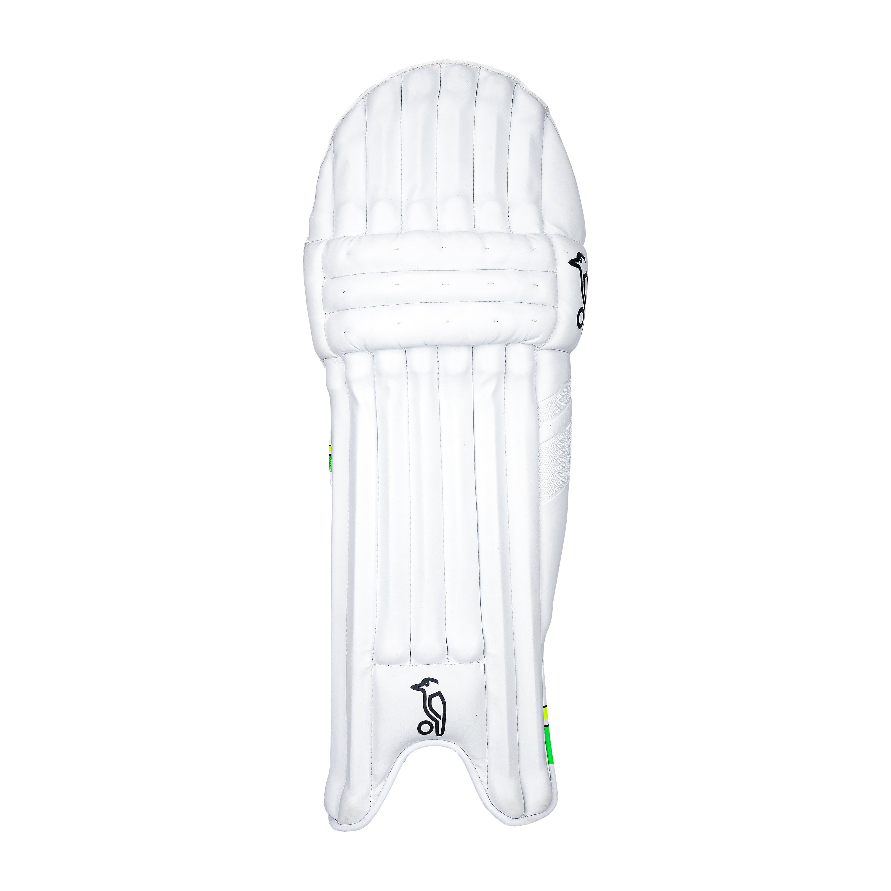The Kookaburra Kahuna 5.1 Batting Pads 2026 feature vertical padding, detailed stitching, and a black side logo. Photographed on a plain white background, these premium pads are perfect for serious cricket players seeking quality protection.