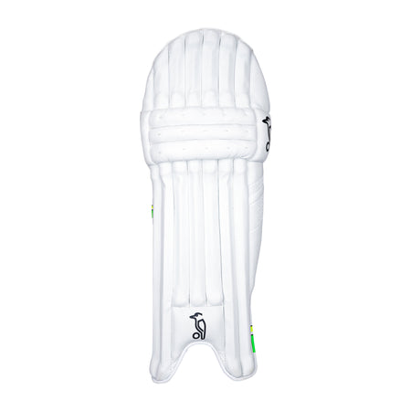 The Kookaburra Kahuna 5.1 Batting Pads 2026 feature vertical padding, detailed stitching, and a black side logo. Photographed on a plain white background, these premium pads are perfect for serious cricket players seeking quality protection.
