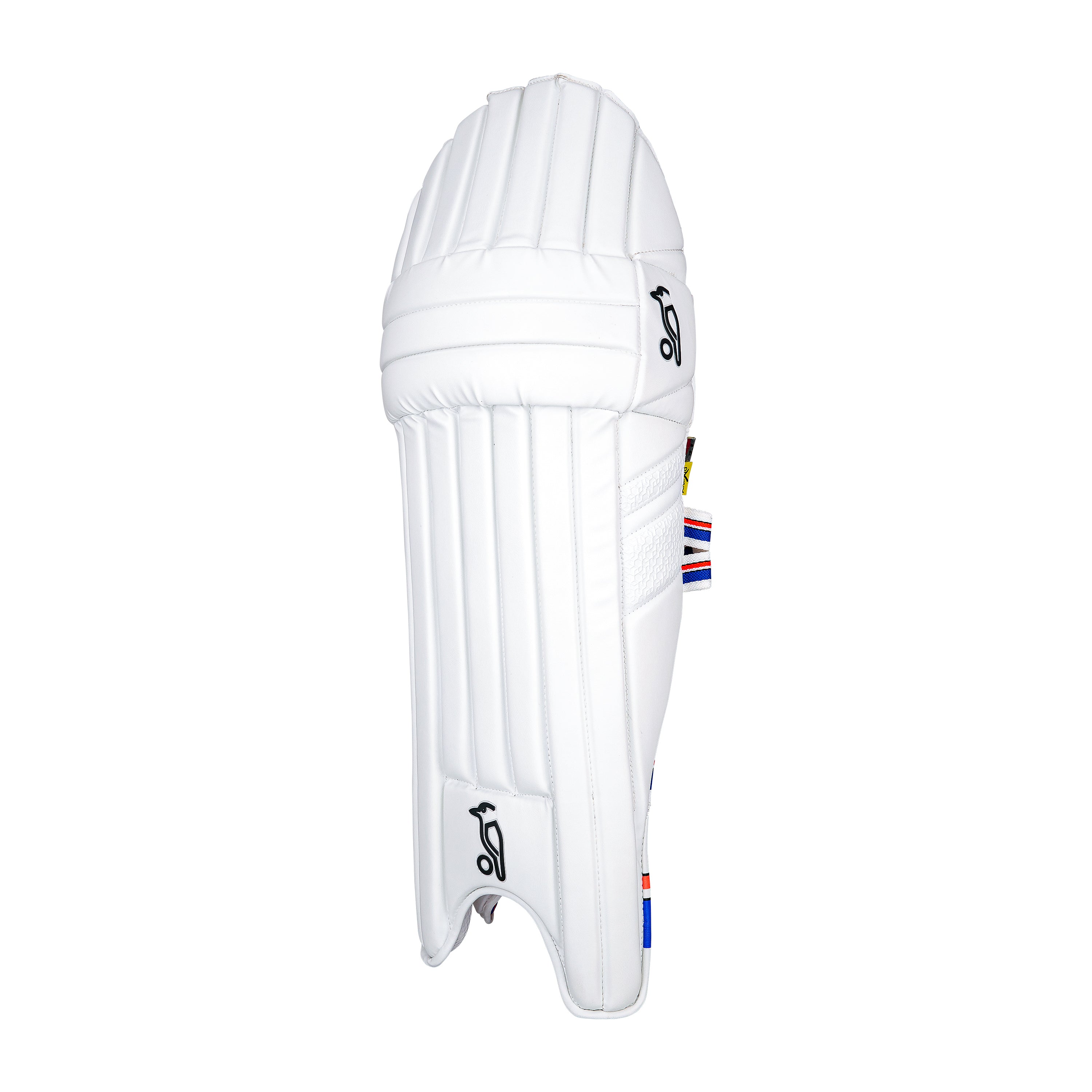 The Kookaburra Rapid 2.1 Batting Pads 2026 offer advanced protection with vertical padding, a curved top, and adjustable straps, shown against a plain white background.