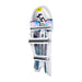 The Kookaburra Prism 2.1 Batting Pads 2026 in white feature three adjustable straps, colorful accents, and the Kookaburra branding, designed for advanced club cricketers and shown upright against a plain white background.
